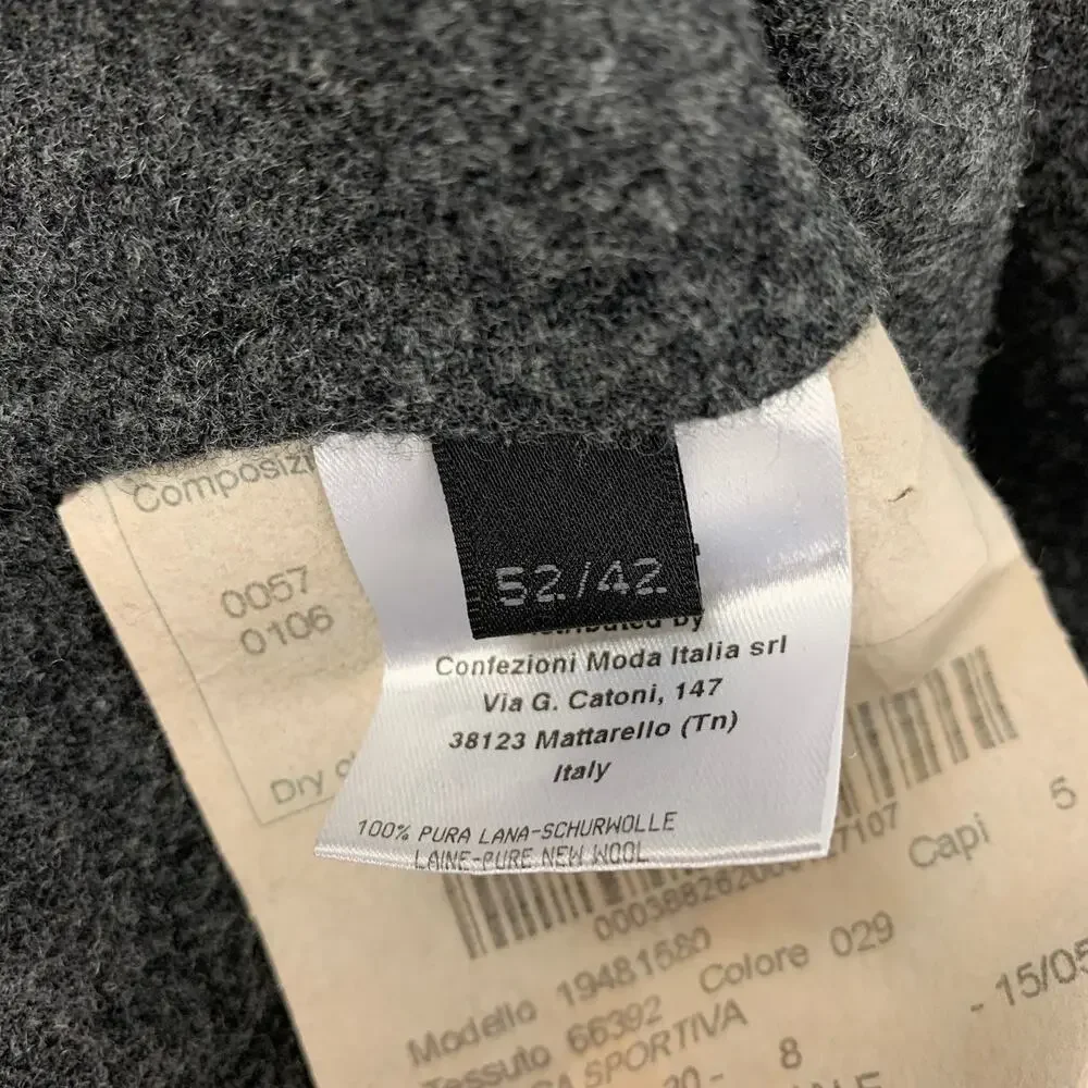 CALVIN KLEIN COLLECTION Size 42 Grey Charcoal Wool Notch Lapel Sport Coat